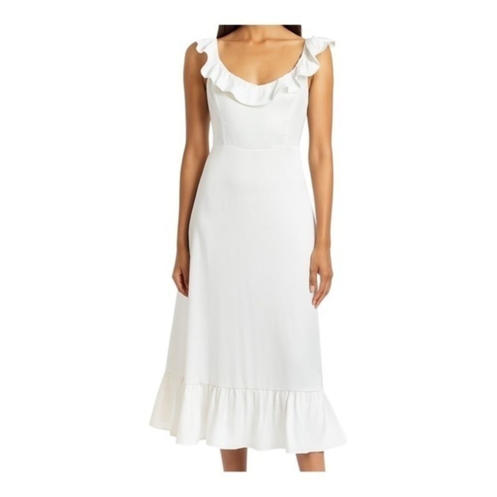 Show Me Your Mumu Alexis Midi Dress in Ivory Luxe Satin size Small